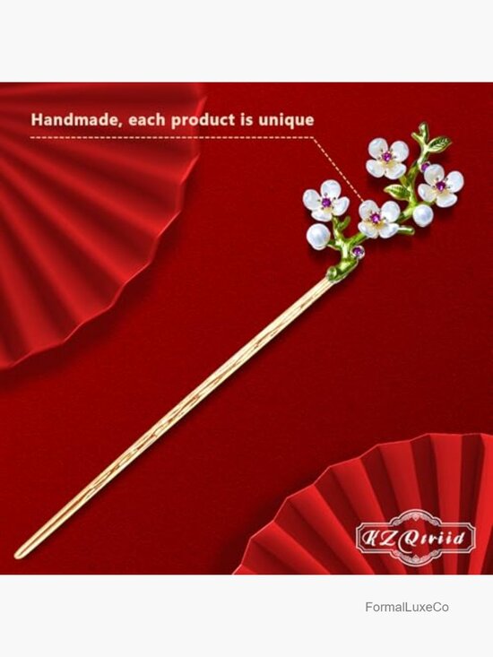 Vintage Handcrafted Hair Stick with Pearl Shell Flower 7.48 Inch main image 4